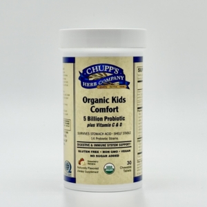 Chupp's Herbs Organic Kids Comfort Chewable Probiotic, Strawberry Banana -- 30 Tablets