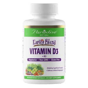 Paradise Herbs Earth's Blend Vitamin D3+K2 -- 5000 IU - 90 Vegetarian Capsules
