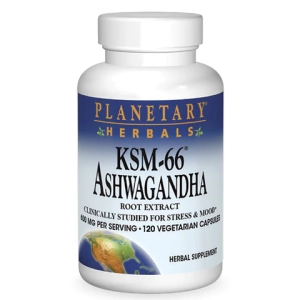 Planetary Herbals KSM-66 Ashwagandha -- 600 mg - 120 Vegetarian Capsules