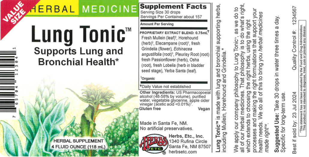 Herbs etc lung tonic 4 fl oz zeigler s natural health
