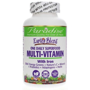 Paradise Herbs Earth's Blend Multi-Vitamin - With Iron -- 120 Vegetarian Capsules