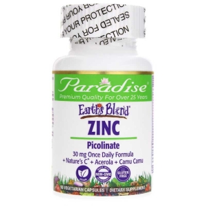 Paradise Herbs Earth's Blend Zinc Picolinate -- 30 mg - 90 Vegetarian Capsules